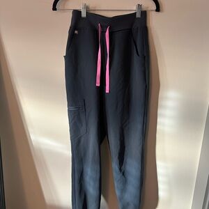 Figs grey/blue Joggers with Pink strings